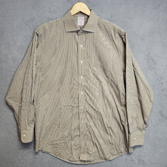 Brooks Brothers Shirt Mens 16 - 34 Madison Check Non Iron Supima Cotton Stretch - Picture 1 of 10